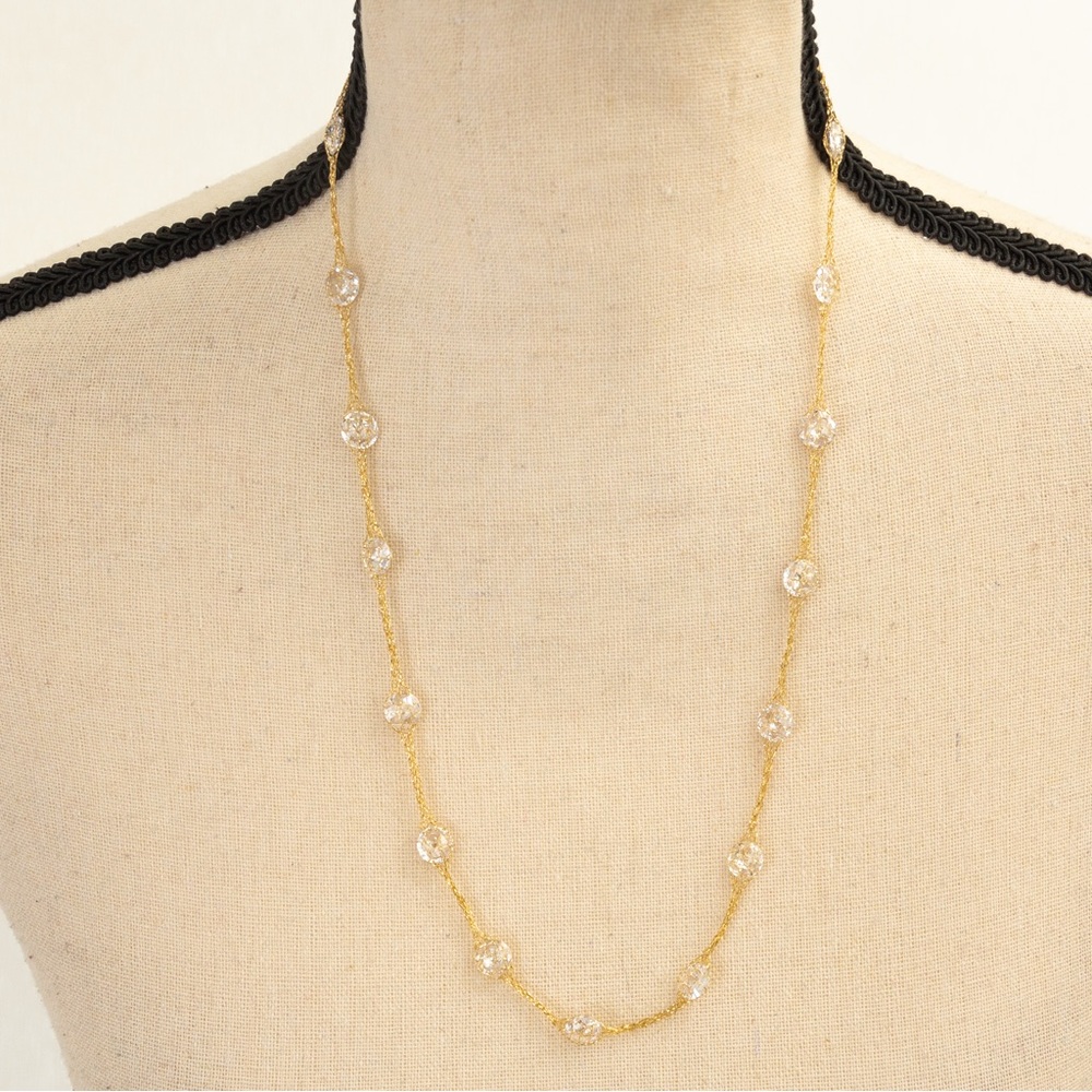 14K yellow gold necklace mesh station necklace 30.00 cttw Diamonique